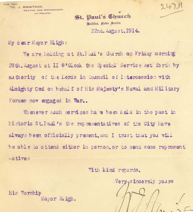 Colour copy of Prayer Service letter.