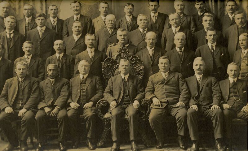 Black-and-white group portrait.