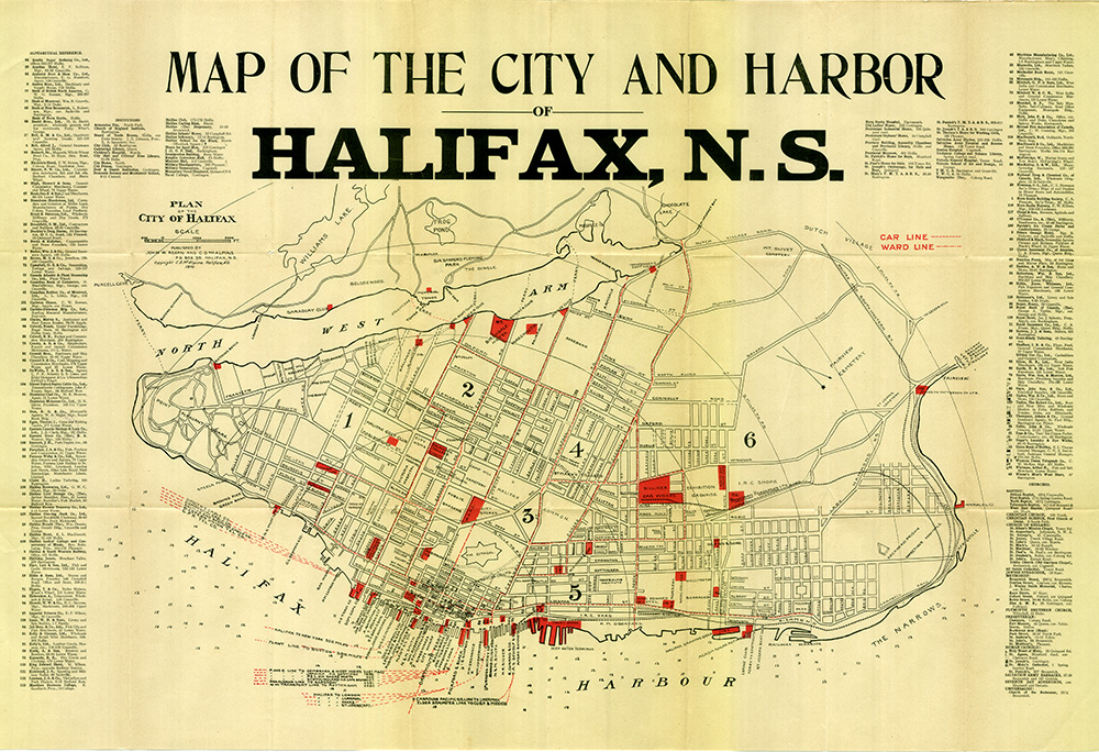 A colour map of Halifax and Halifax Harbour