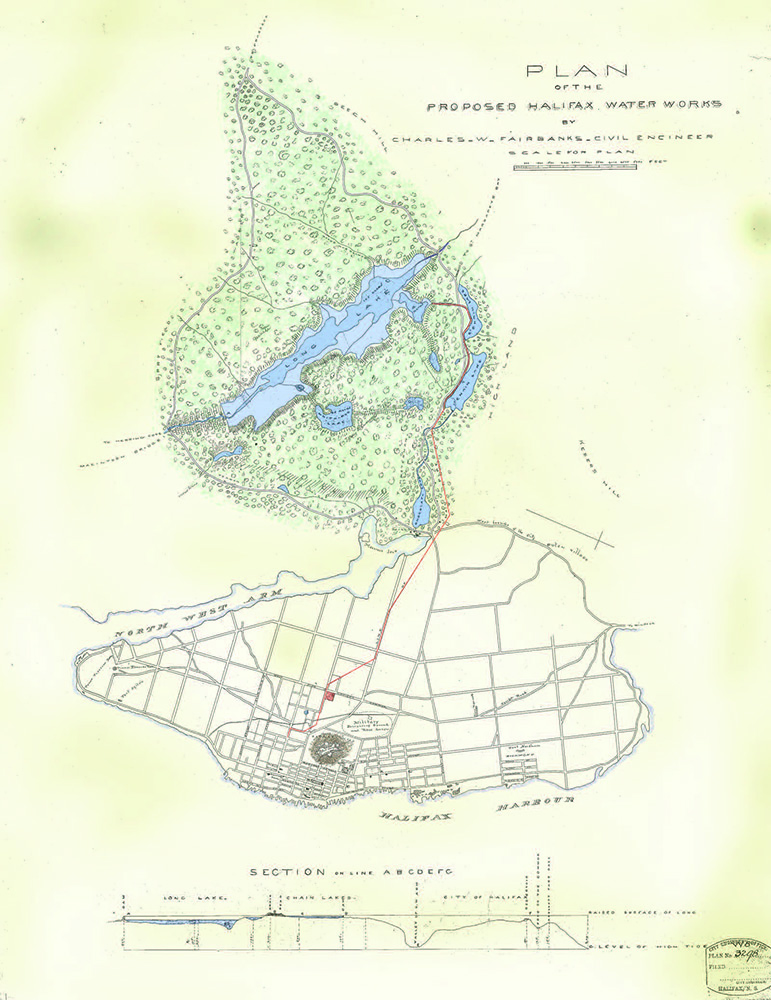Colour plan of proposed water works