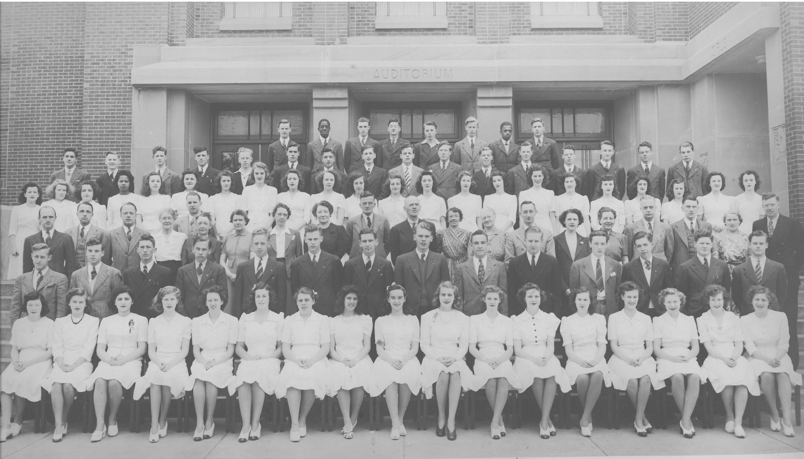 Black and white class photo