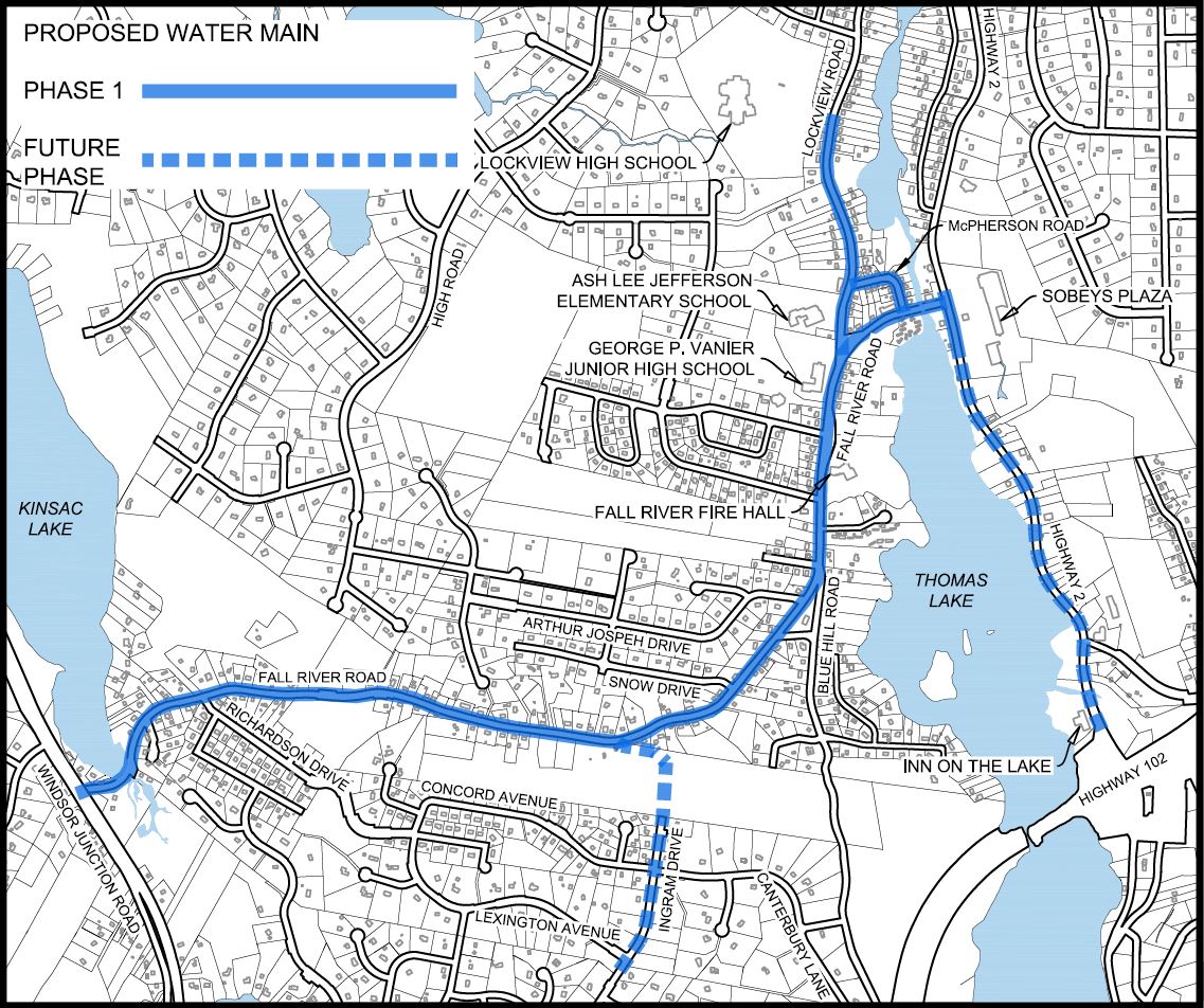 Fall River Water Main Extension Project, Phase 1 Map