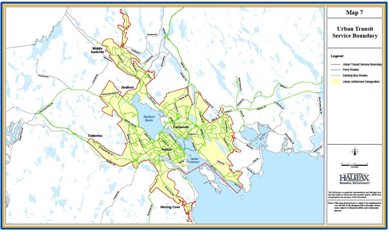 Urban Transit Service Boundary (Map 7, Regional Municipal Planning Strategy)