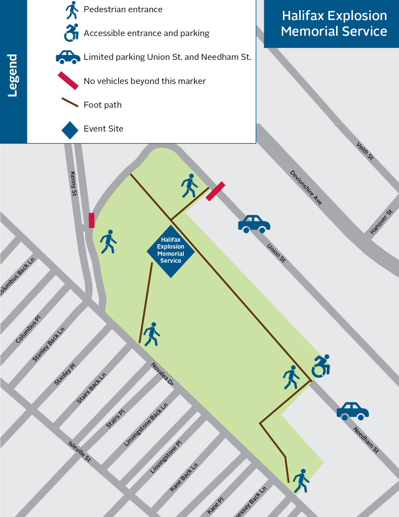 Halifax Explosion 100th anniversary memorial service accessibility map