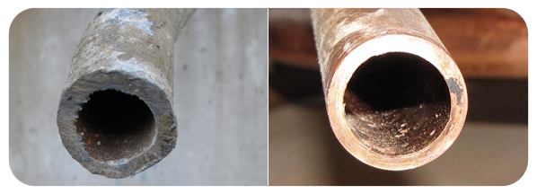 Lead Pipe (left) & Copper Pipe (right)