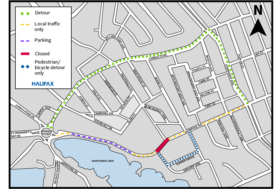 Quinpool Road Detour Map