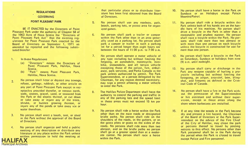 Colour image of a list of park rules