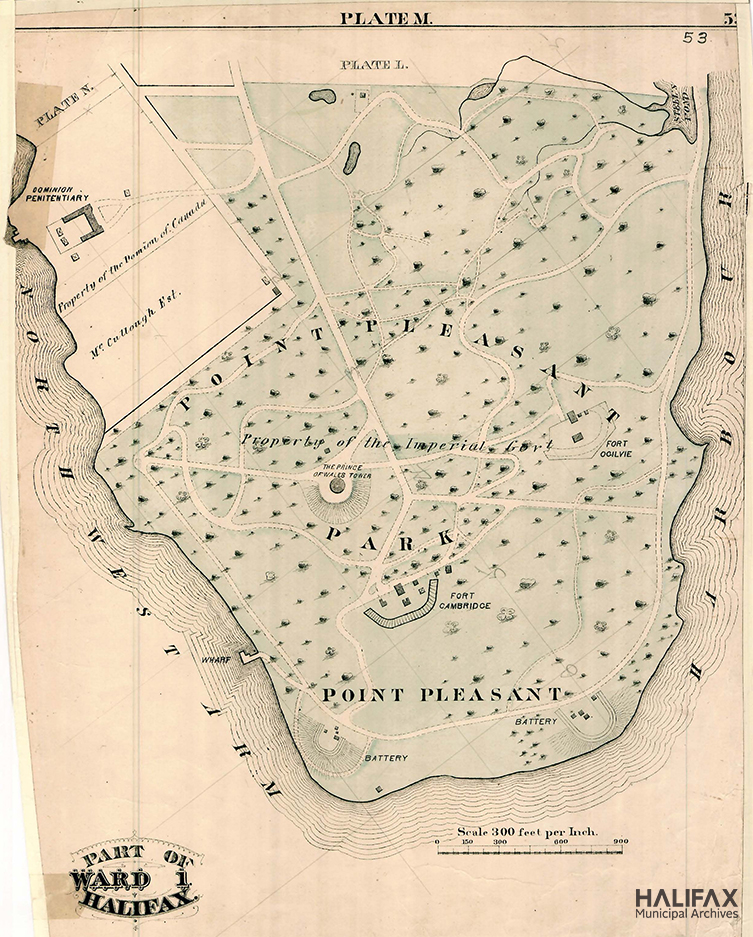 Colour image of a map showing park area