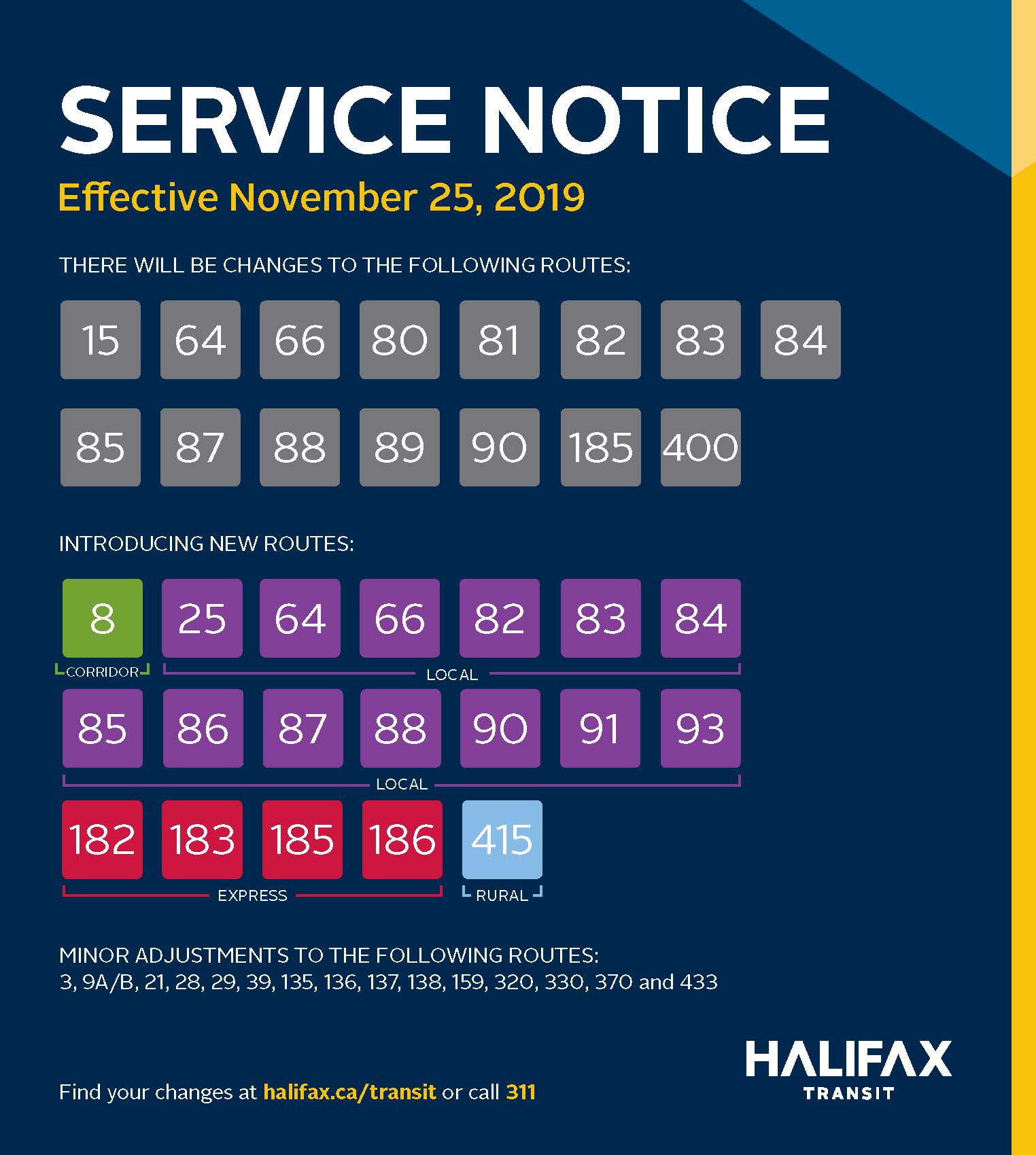 Graphic Outlining November 2019 Service Changes