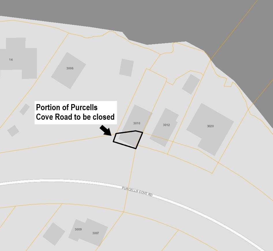 Purcells Cove Road sketch of section closing