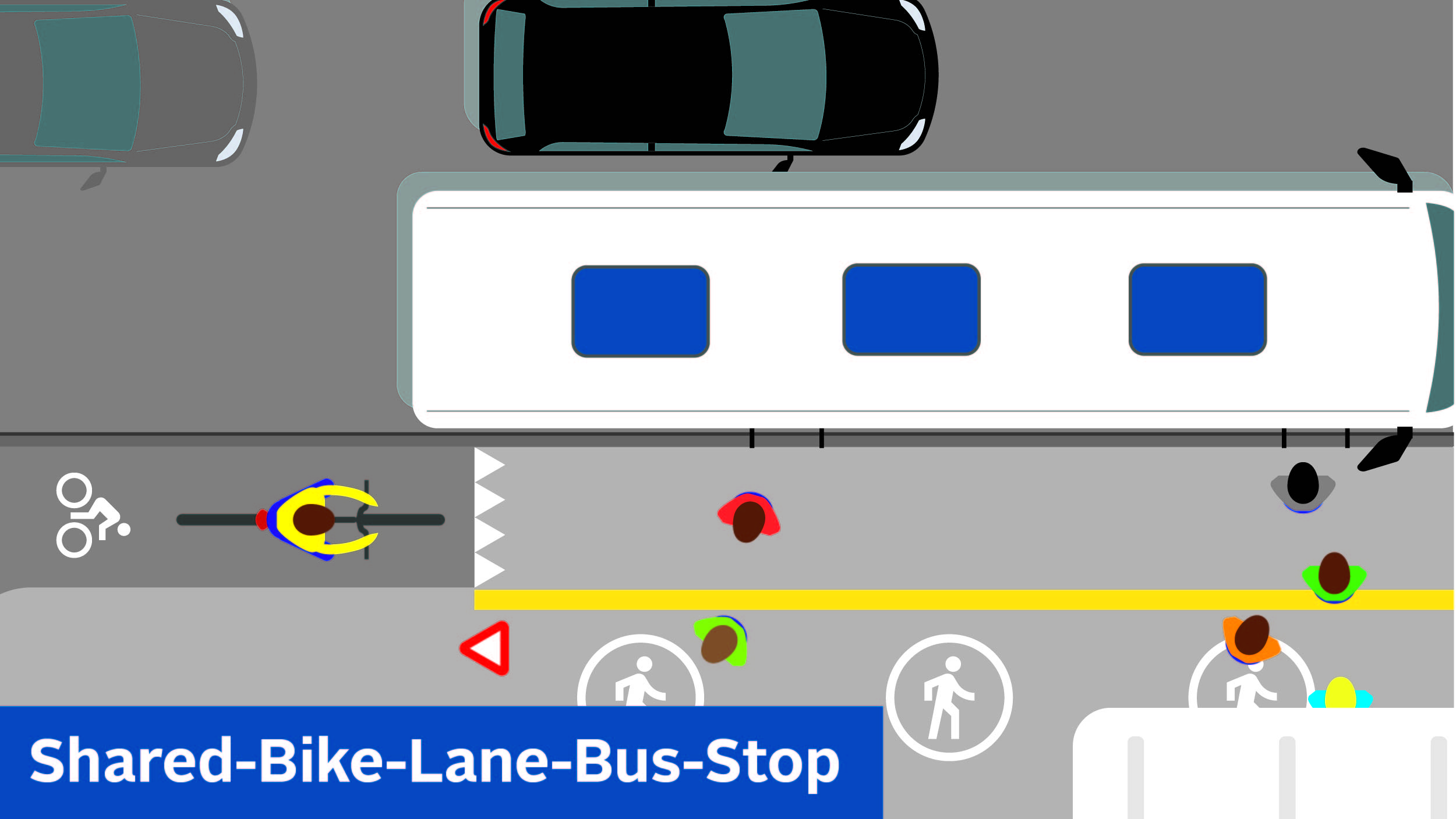 Shared bike lane bus stop