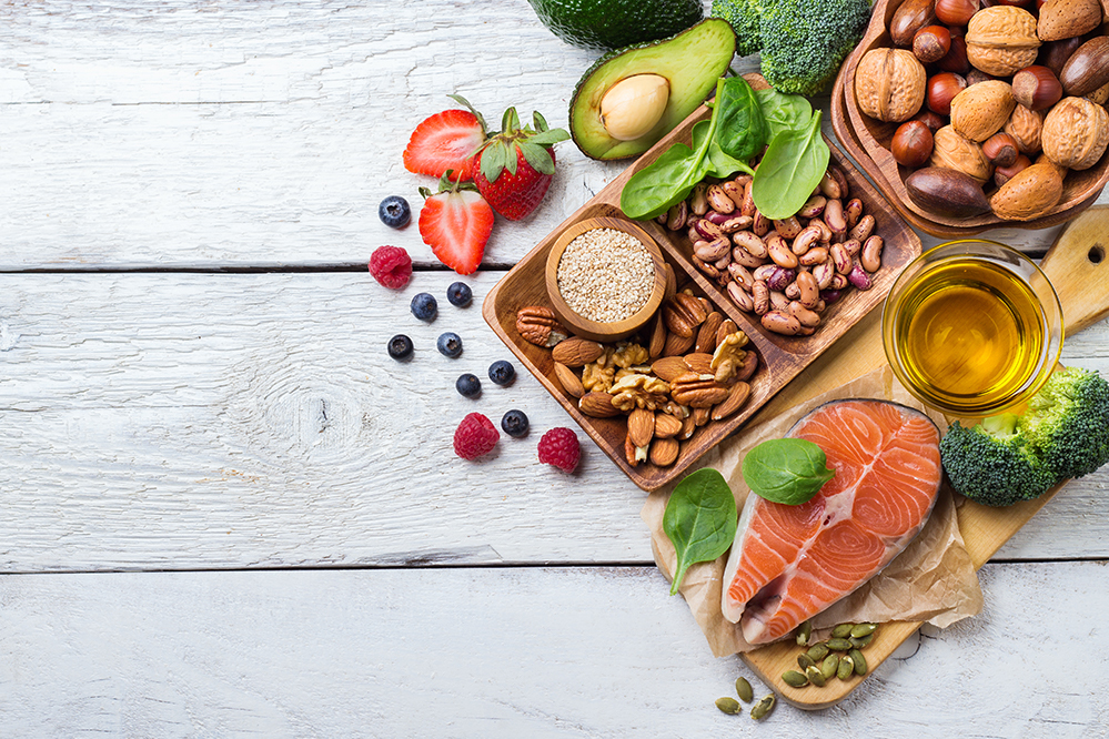 a layout of fresh food
