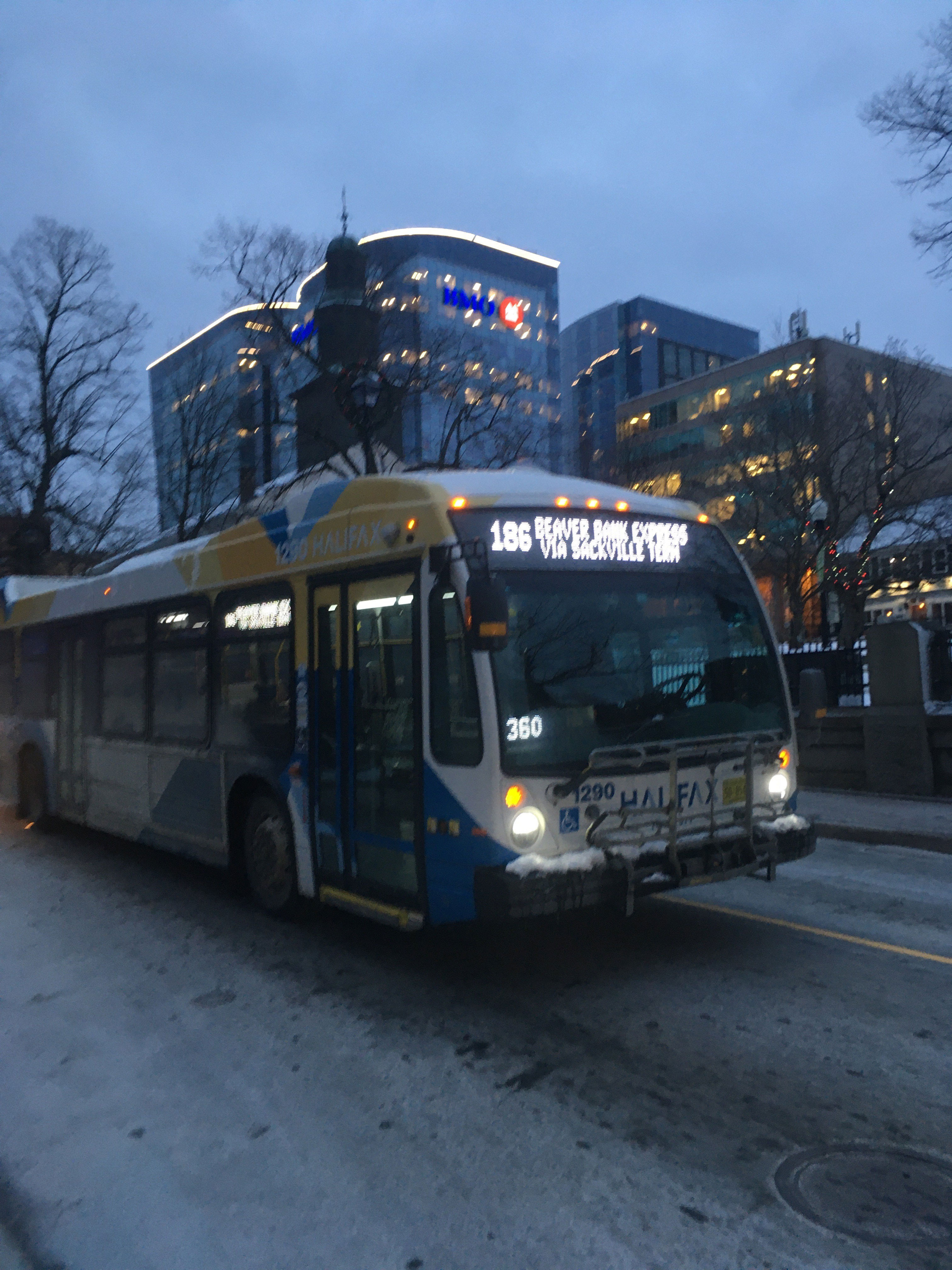 Express Route 186 bus in downtown Halifax
