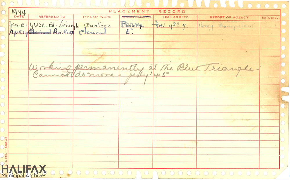 Colour image showing the back of a placement card.
