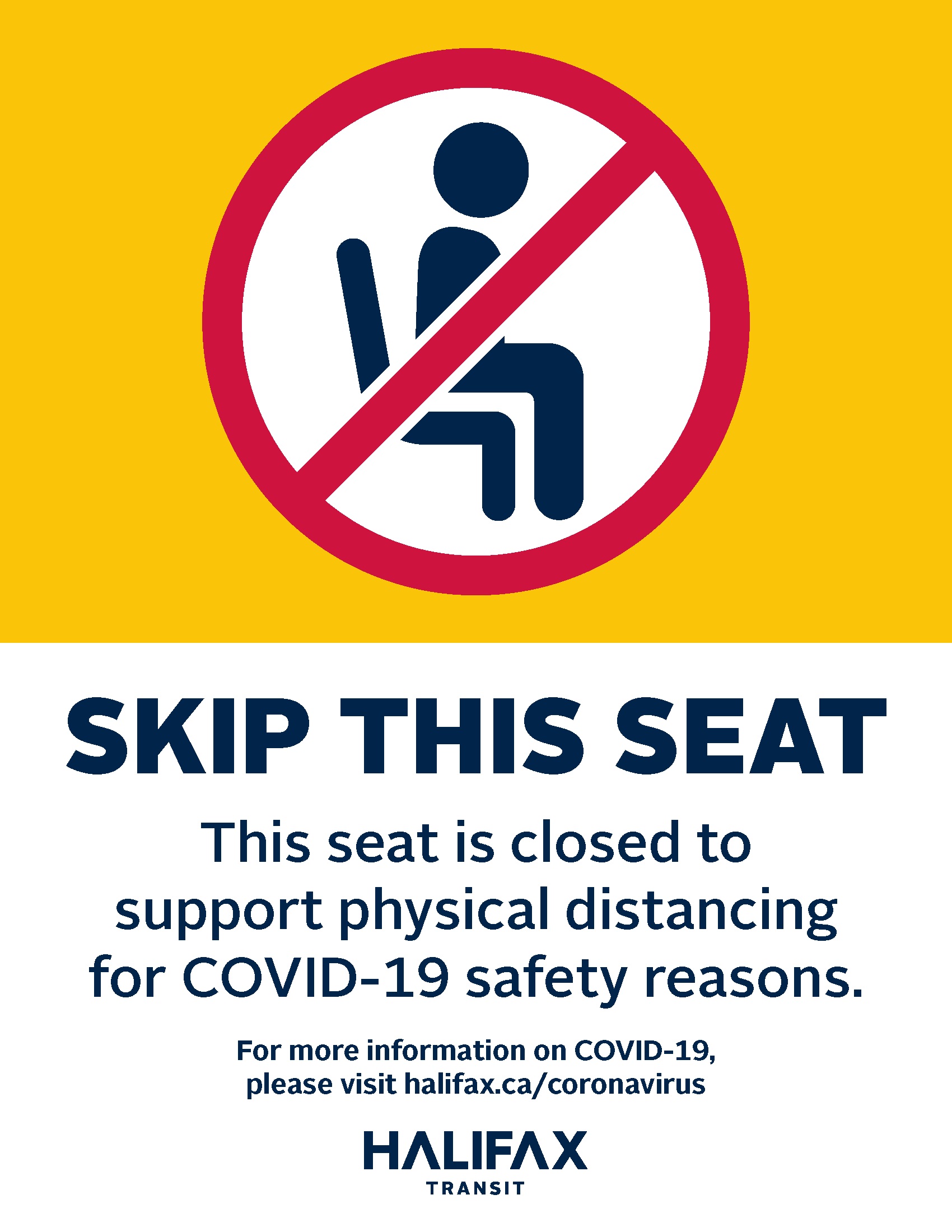 Sign indicating this seat is closed.