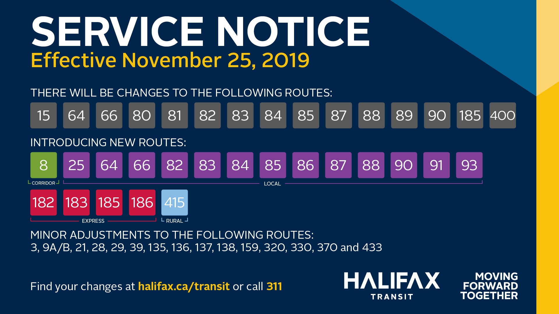 Service Notice Effective November 25, 2019.