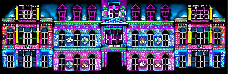 Digital image of the City Hall light display hold images