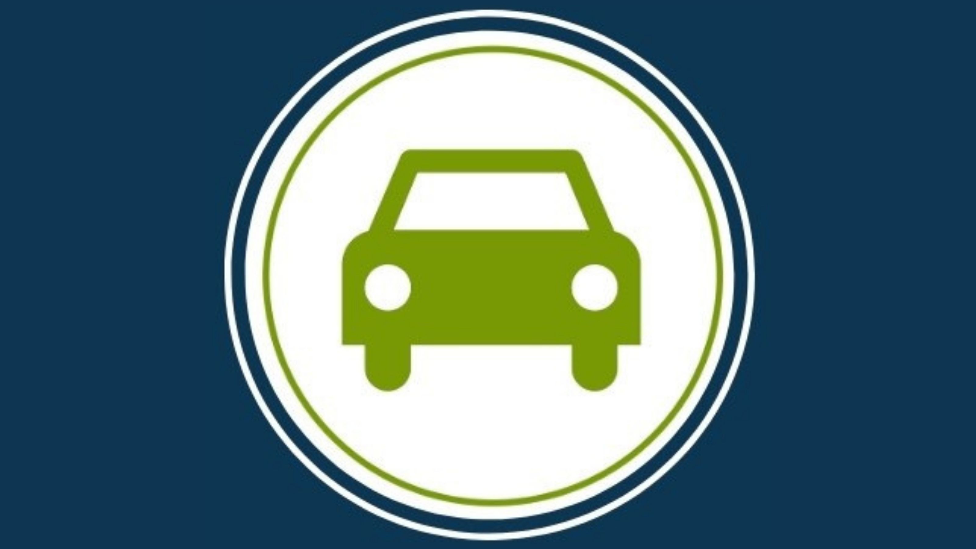 Car icon on navy background