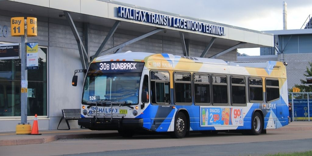 Halifax Transit bus parked at the Lacewood Terminal