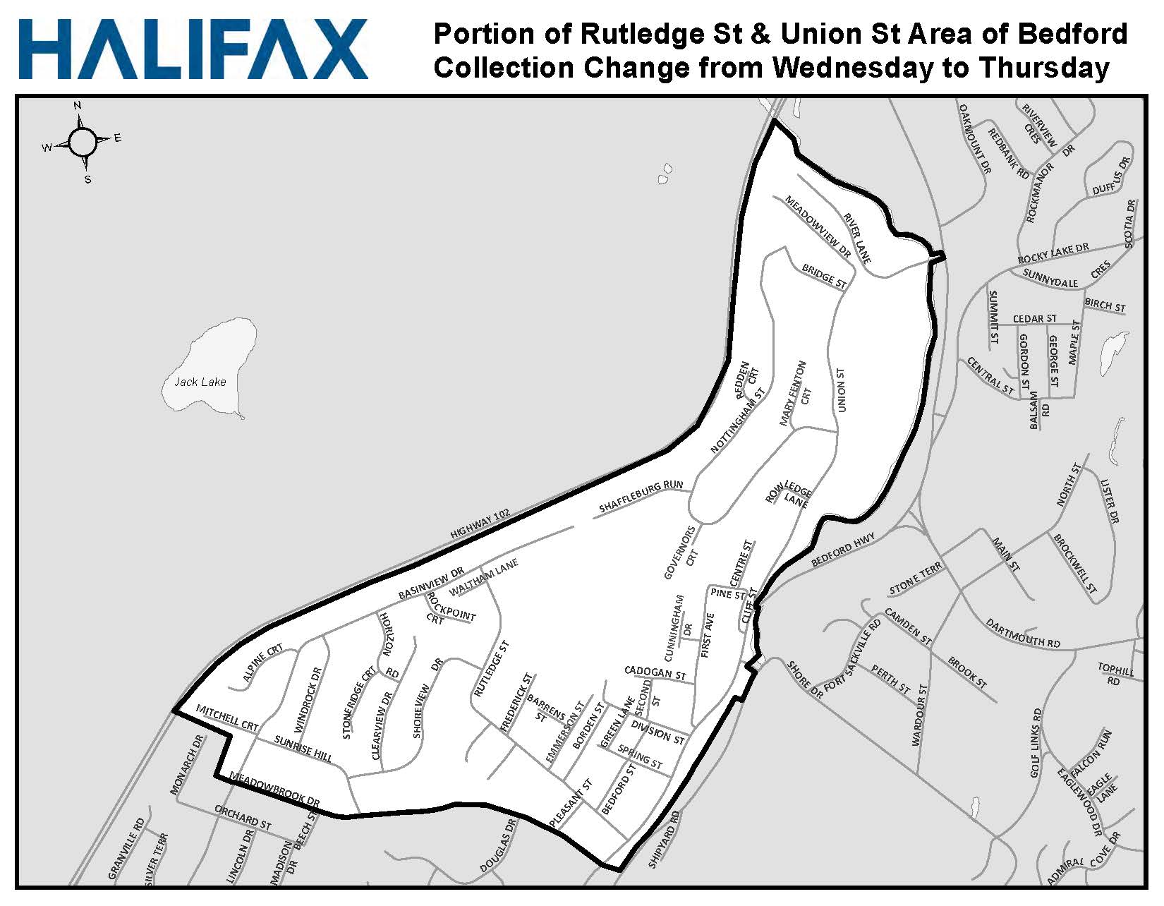 Rutledge St & Union St area of Bedford collection change from Wednesday to Thursday