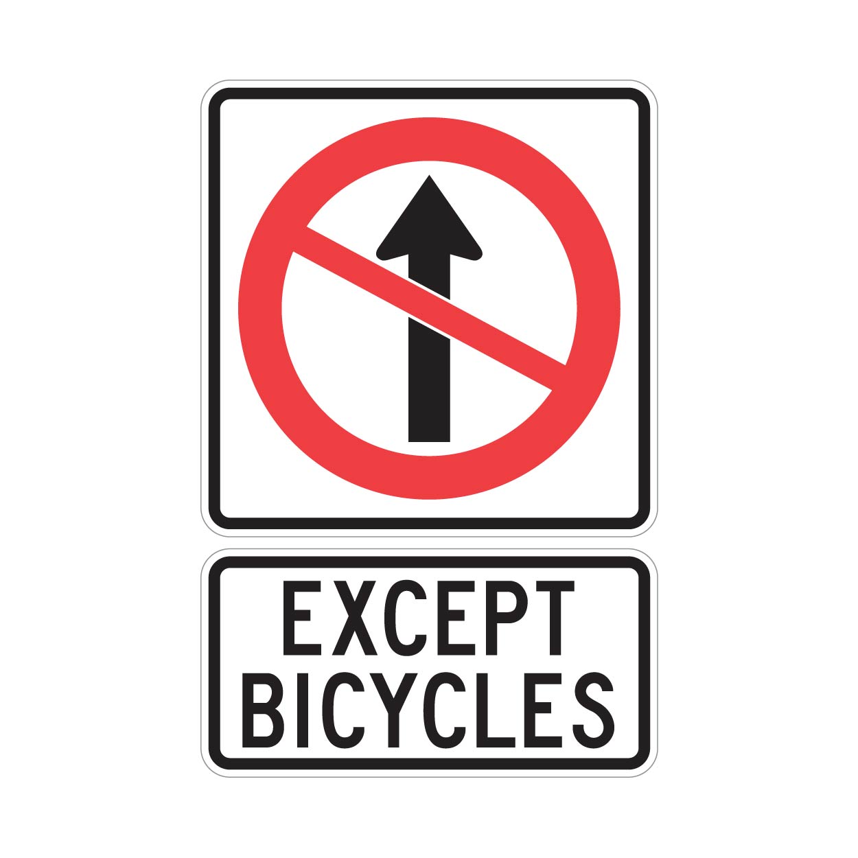 No Through Except Bikes Sign