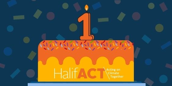 Cake with candle graphic to celebrate year 1 of HalifACT