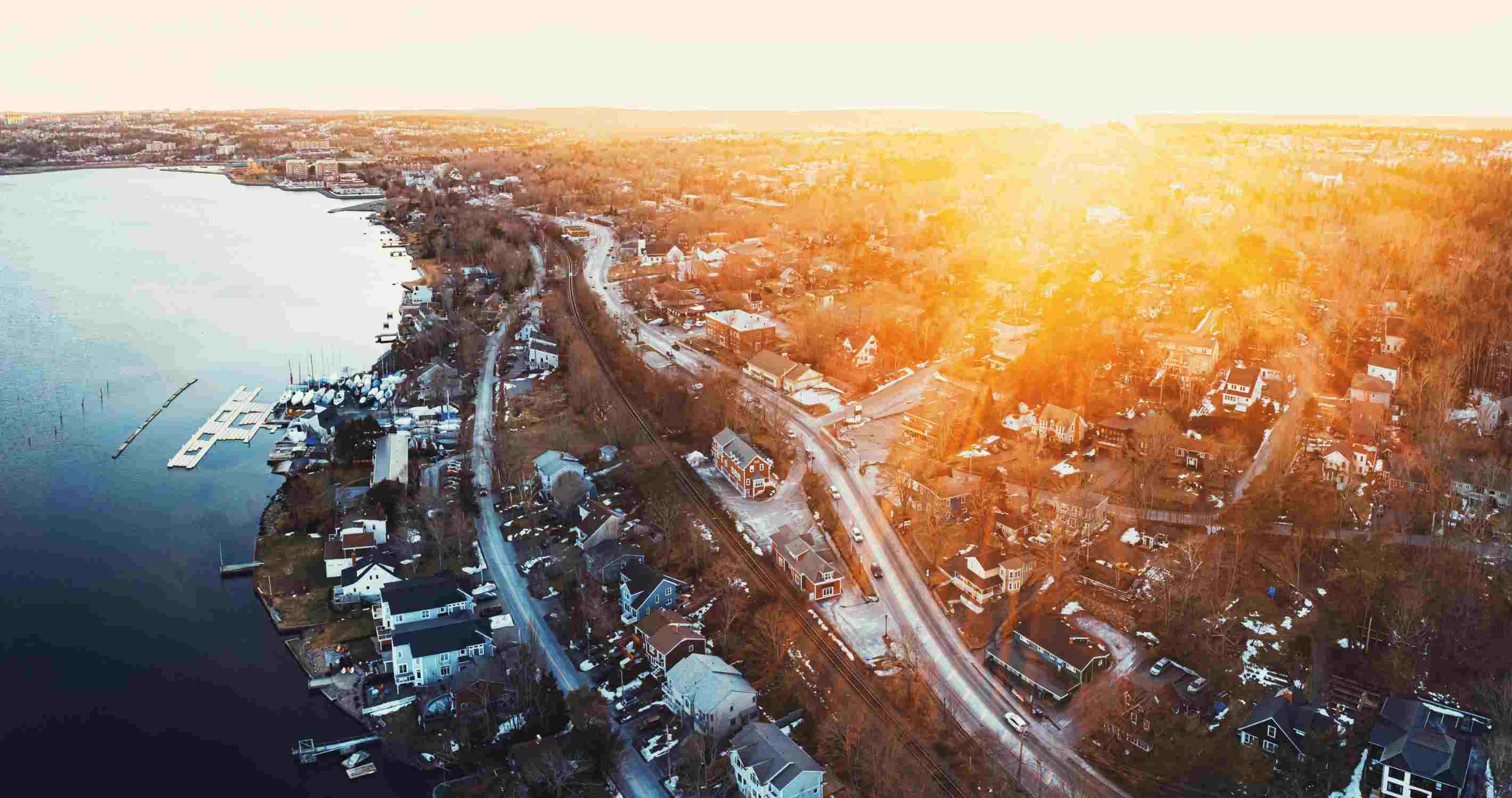 An aerial shot of housing.