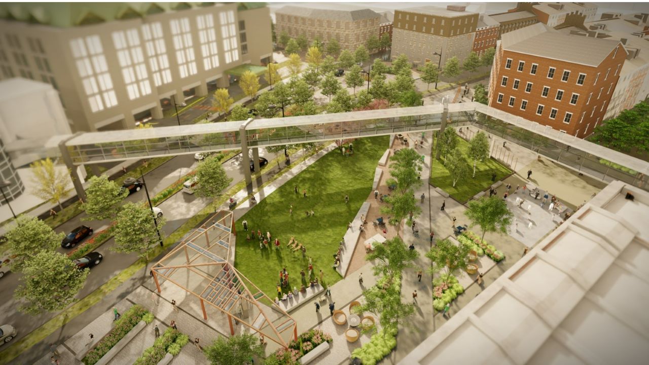 An image of a conceptual rendering of the future Cogswell District