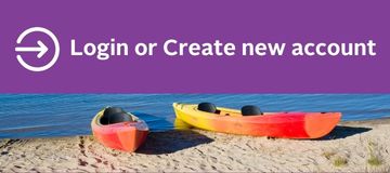 login button for myrec accounts with image of canoes in water