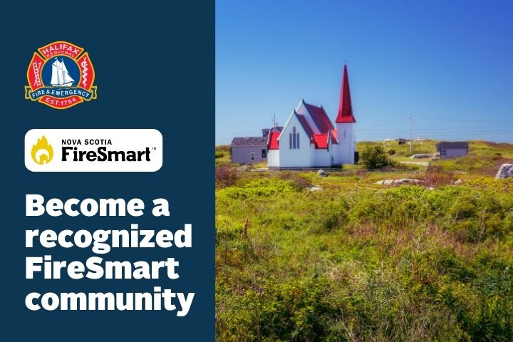 A white church with red steeple and roof is pictured in rural Nova Scotia