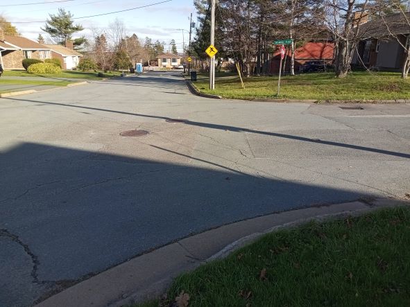 Unmarked crosswalk at intersection