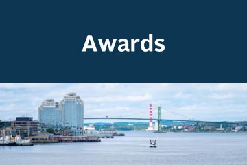 Halifax harbour with the word "awards" written above