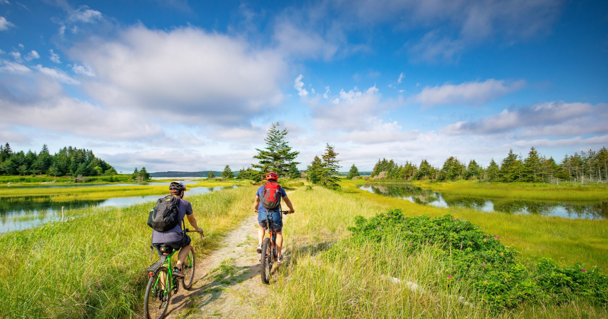 Bikers on rural trail in the municipality