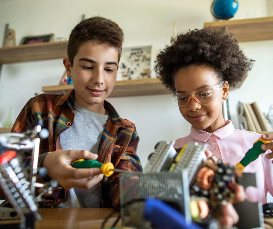two kids doing science experiments