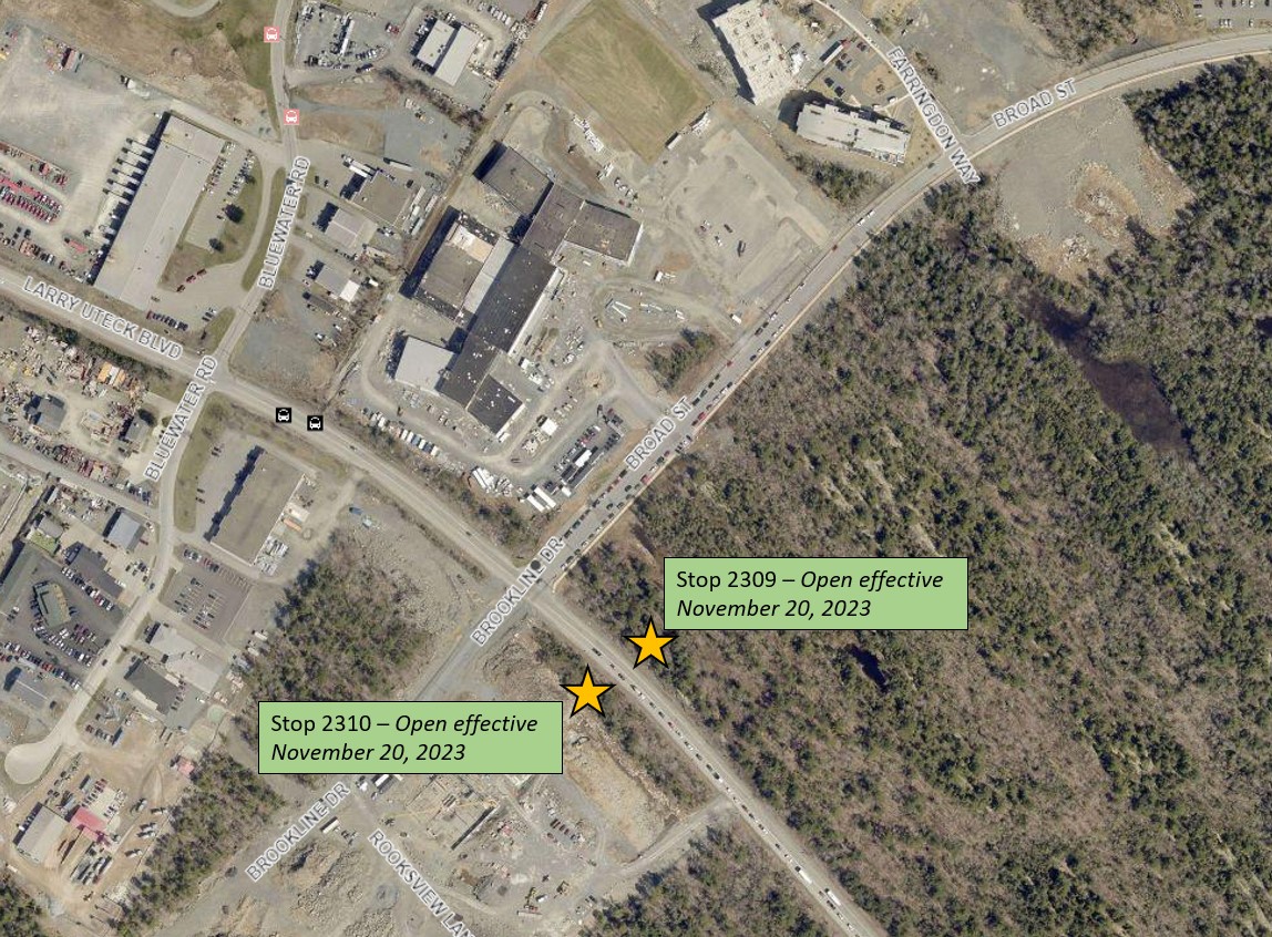 A map showing the locations of Stops 2309 & 2310.