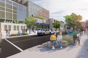 A render shows the future Spring Garden Road. Park Lane Mall can be seen in the background. 