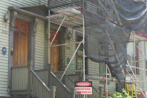 5178 Morris St, Pryor-Binney House undergoing exterior maintenance