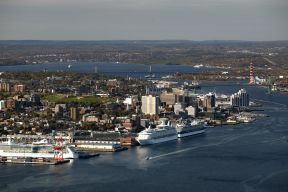 Aerial shot of the Halifax harbour
